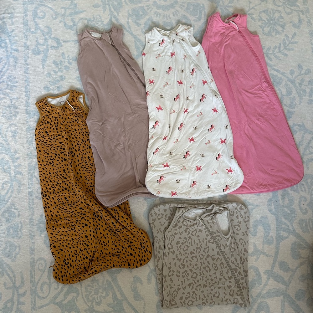 Kyte Baby Girl sleep acks Set - Pink, White, Tan, Brown